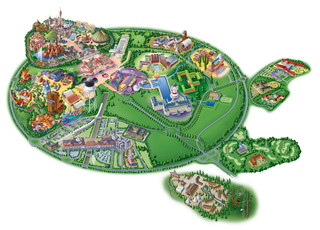 Map of Disneyland, Disney Land, Eurodisney, Euro Disney Resort of Paris